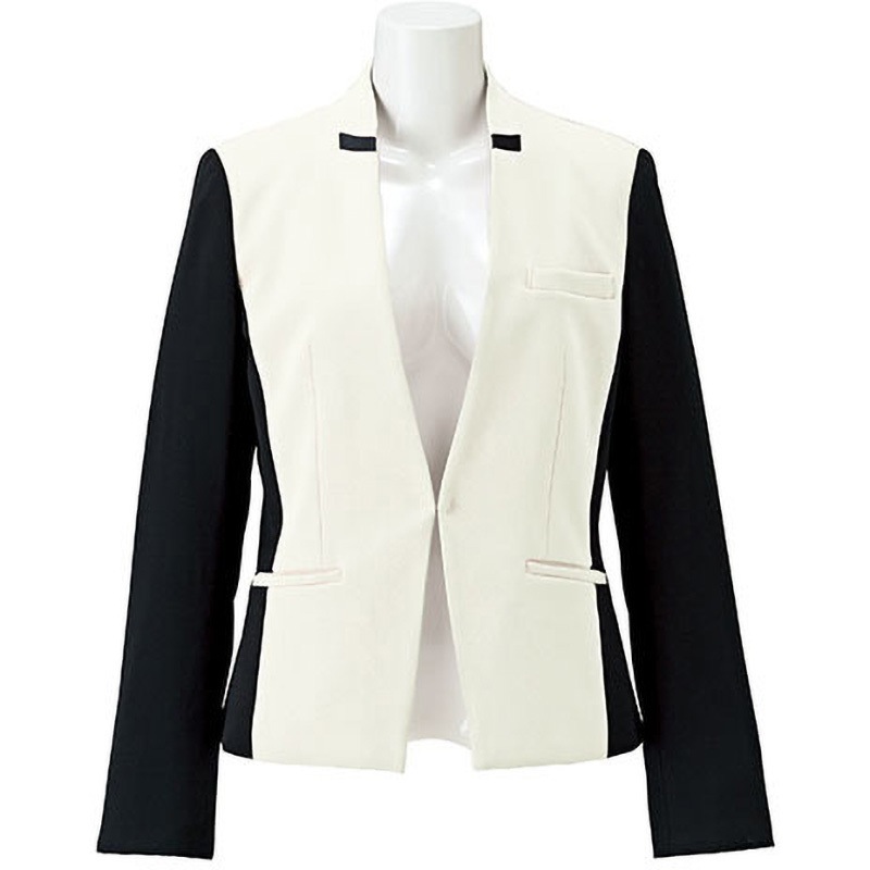 BCJ0103 ボンシェルジュ ジャケット BCJ0103 ボンマックス 生地2Wアイリーニ 女性用 ホワイト×ブラック色 5号サイズ