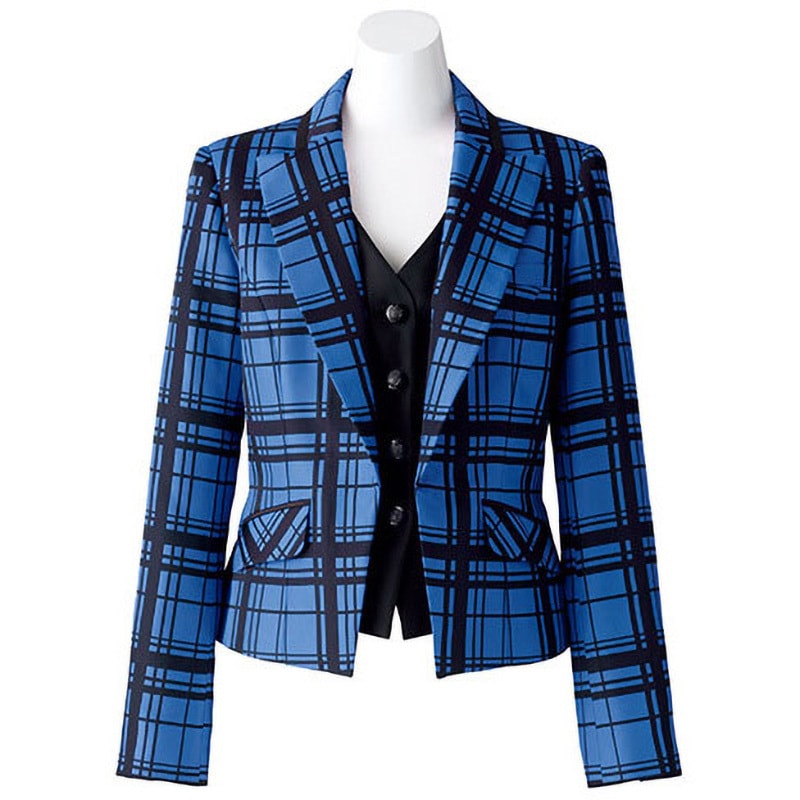 BCJ0105 ボンシェルジュ ジャケット BCJ0105 ボンマックス ジャガードチェック 女性用 ブルー色 7号サイズ