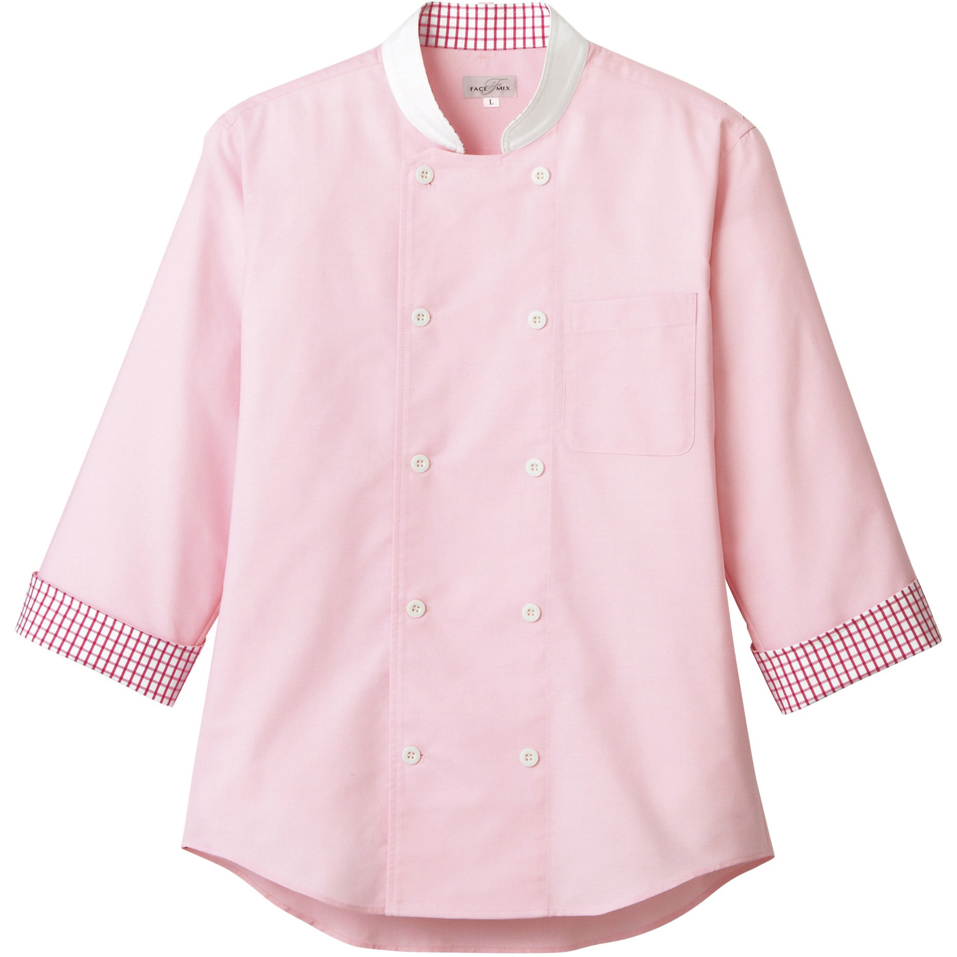 FB4522U コックシャツ(ユニセックス) FB4522U ボンマックス オックスフォード×オックスCK ピンク×レッド色 サイズSS