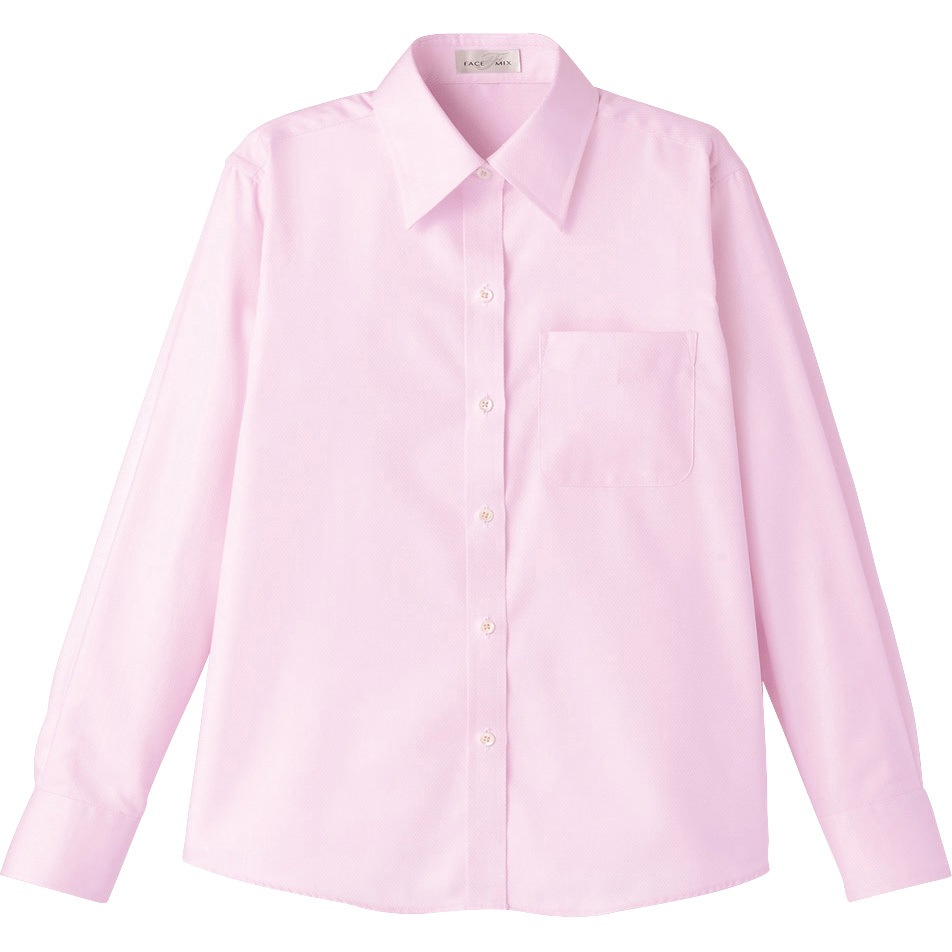 FB4012L 吸汗速乾長袖ブラウス FB4012L ボンマックス 左胸アウトポケット 女性用 先染ドビー ピンク色 15号サイズ 4,874円