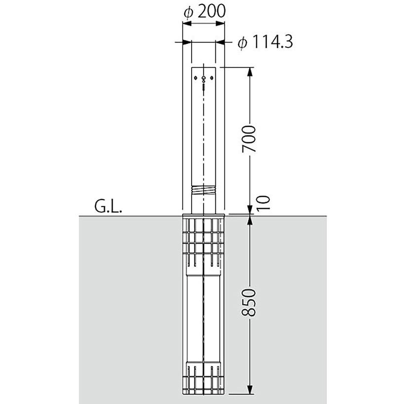 車止め 上下式 スプリング付 ステンレス製 ワンタッチ錠付 チェーン端部用 支柱径114.3mm UD1170SE