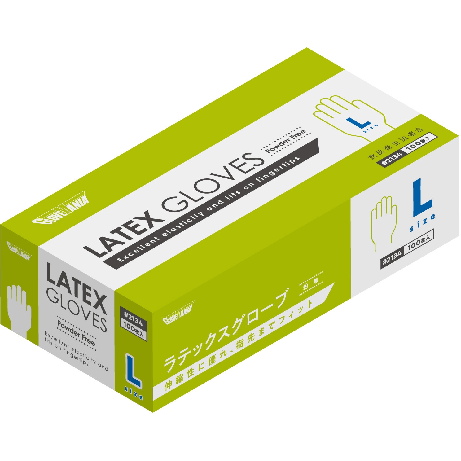 ラティーファ 2枚 2134L ラテックスグローブ粉無100枚入 グローブマニア(川西工業