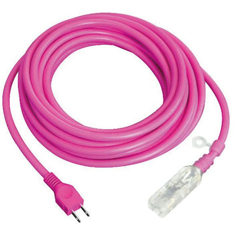 １番：10色フラミンゴ 300円→250円 HE-1510-P 光るストレートタップ延長コード10m フジマック 15A ピンク