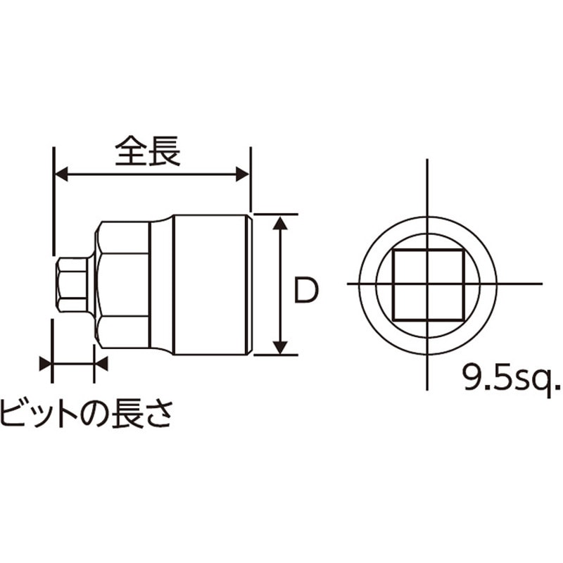 1336107S 3/8 スタビーヘックスビットソケット Pro-Auto 差込角
