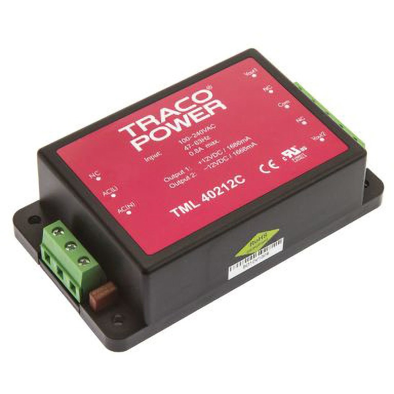 TML 40212C TRACOPOWER スイッチング電源 TRACO POWER TML 40シリーズ 1.67A 出力電圧(V):±12dc 幅63.7mm奥行32.5mm