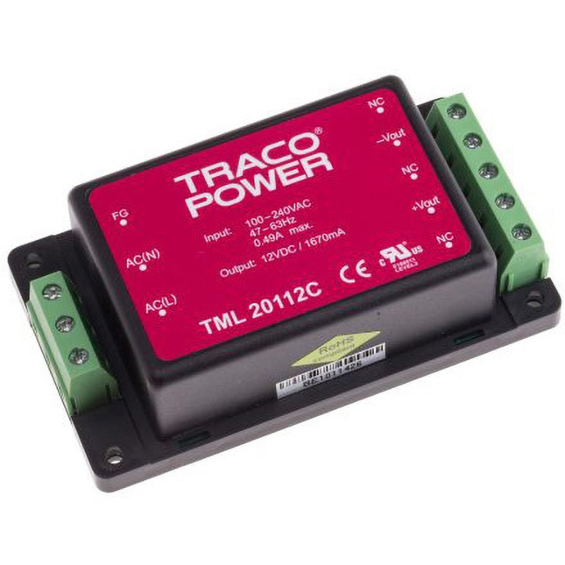 TML 20112C TRACOPOWER スイッチング電源 TRACO POWER TML 20シリーズ 1.67A DC12V 幅54.6mm奥行27.6mm