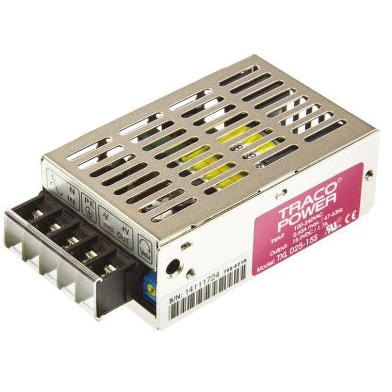 TXL 025-15S TRACOPOWER スイッチング電源 TRACO POWER TXL 025シリーズ 1.7A DC15V 25W 幅51mm奥行28.5mm