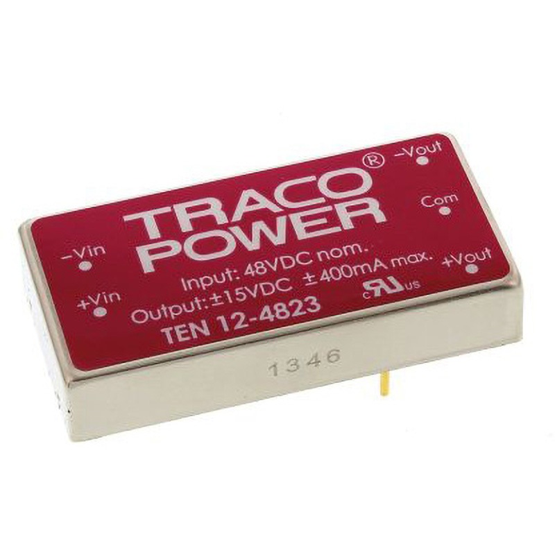 TEN 12-4823 TRACOPOWER 絶縁DC-DCコンバータ TEN 12 TRACO POWER 出力電圧(V):±15dc ±400mA DC48V 奥行10.2mm 1個
