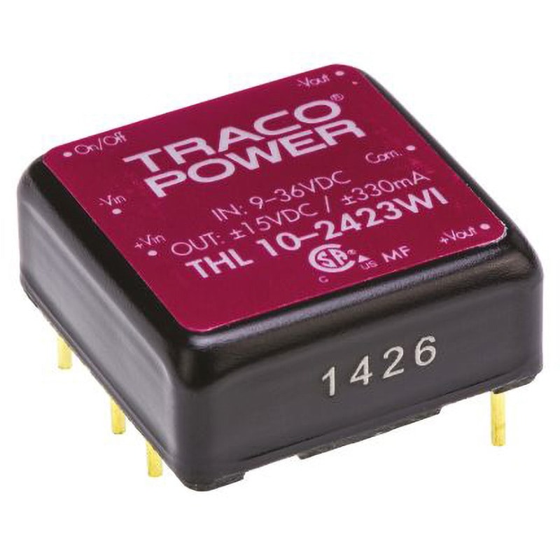 THL 10-2423WI TRACOPOWER 絶縁DC-DCコンバータ THL 10WI TRACO POWER 出力電圧(V):±15dc ±330mA 絶縁電圧(kV):1.5dc DC24V  1セット(10個)