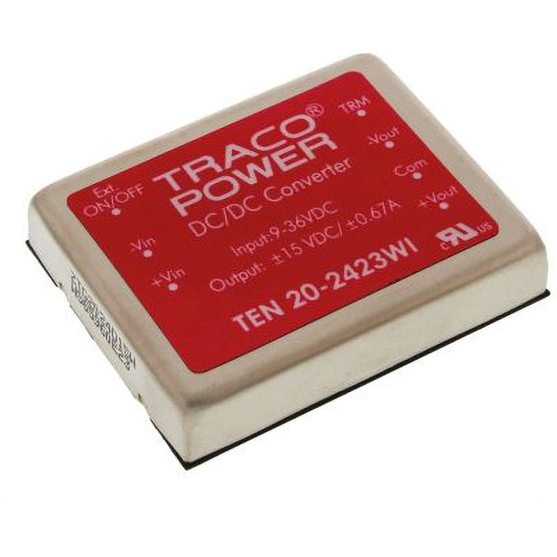 TEN 20-2423WI TRACOPOWER 絶縁DC-DCコンバータ TEN 20WI TRACO POWER 入力電圧レンジ9→36dcV 出力電圧(V):±15dc ±665mA 絶縁電圧(kV):1.5dc  1セット(5個)