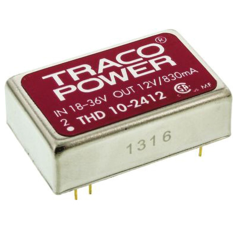THD 10-2412 TRACOPOWER 絶縁DC-DCコンバータ THD 10 TRACO POWER DC12V 830mA DC24V 入力電圧レンジ18→36dcV  1個