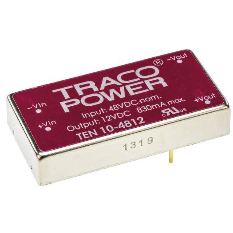 TEN 10-4812 TRACOPOWER 絶縁DC-DCコンバータ TEN 10 TRACO POWER DC12V 830mA DC48V 入力電圧レンジ36→72dcV 奥行10.2mm 1個 6,970円