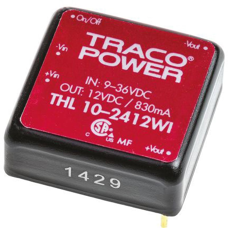 THL 10-2412WI TRACOPOWER 絶縁DC-DCコンバータ THL 10WI TRACO POWER DC12V 830mA 絶縁電圧(kV):1.5dc DC24V 奥行10.2mm 1セット(10個)