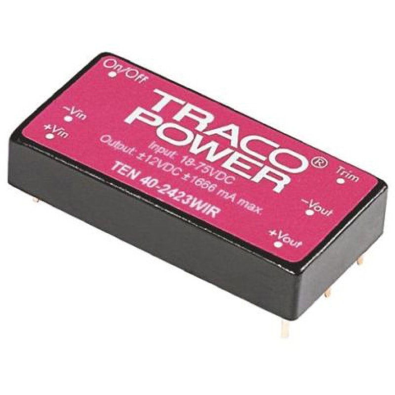 TEN 40-2413WIR TRACOPOWER 絶縁DC-DCコンバータ TEN 40WIR TRACO POWER 2.67A DC15V DC24V 入力電圧レンジ9～36dcV 幅25.4mm奥行10.2mm 1セット(10個) 87,890円
