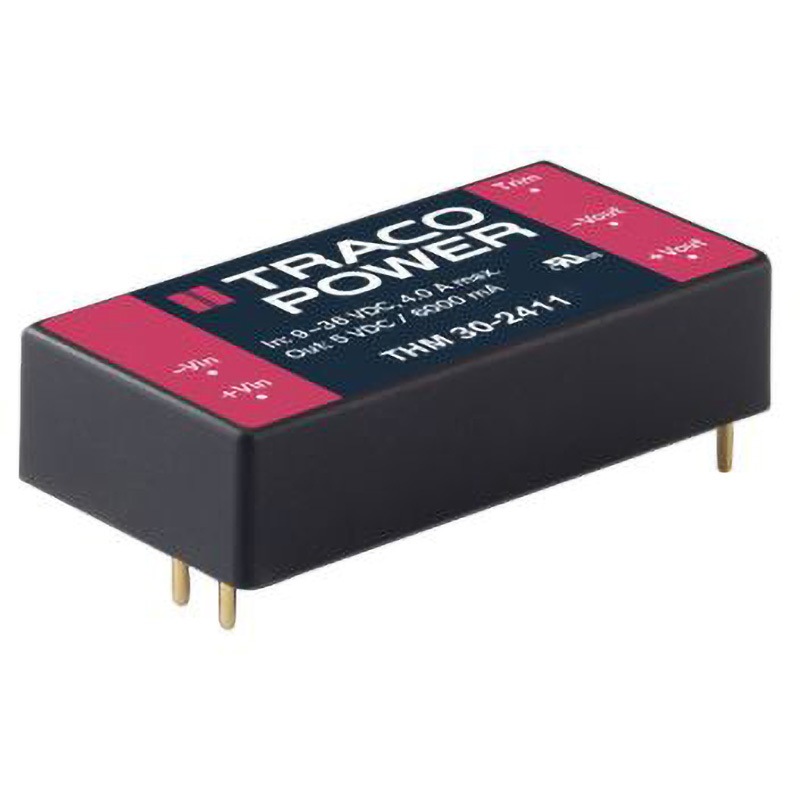 THM 30-2415 TRACOPOWER 絶縁DC-DCコンバータ THM 30 TRACO POWER DC24V 1250mA 入力電圧レンジ18～36dcV 幅25.4mm奥行10.2mm 1個