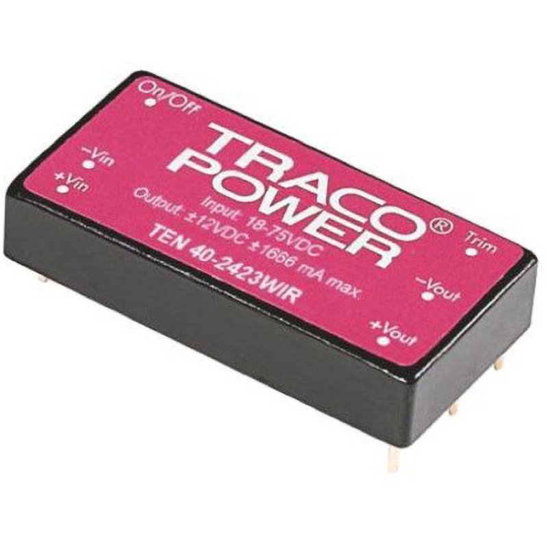 TEN 40-4815WIR TRACOPOWER 絶縁DC-DCコンバータ TEN 40WIR TRACO POWER 1.67A DC24V DC48V 入力電圧レンジ18～75dcV 幅25.4mm奥行10.2mm 1セット(10個)