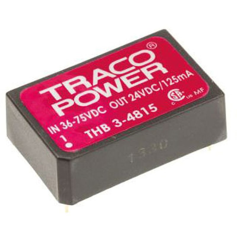 THB 3-4815 TRACOPOWER 絶縁DC-DCコンバータ THB 3 TRACO POWER DC24V 125mA DC48V 入力電圧レンジ36→75dcV 奥行10.5mm 1個