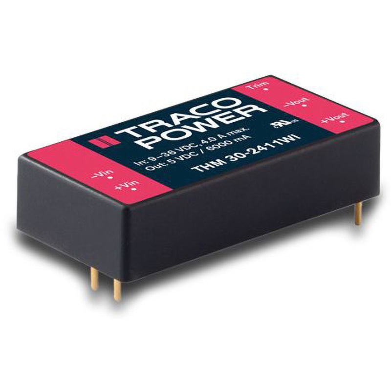 THM 30-2415WI TRACOPOWER 絶縁DC-DCコンバータ THM 30WI TRACO POWER DC24V 絶縁電圧(kV):5ac 入力電圧レンジ9→75dcV 幅25.4mm 1個