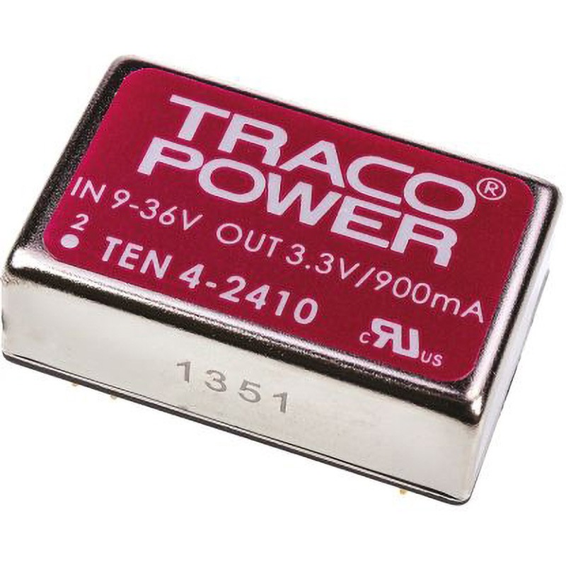 TEN 4-2410 TRACOPOWER 絶縁DC-DCコンバータ TEN 4 TRACO POWER DC3.3V 900mA DC24V 入力電圧レンジ9→36dcV 奥行10mm 1個 7,654円