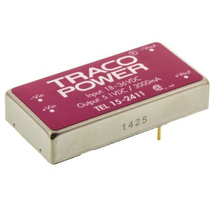 TEL 15-2411 TRACOPOWER 絶縁DC-DCコンバータ TEL 15 TRACO POWER 3A DC5.1V DC24V 入力電圧レンジ18→36dcV  1個