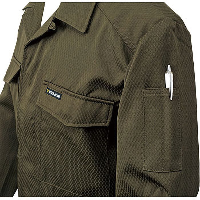 7360-143 ヒヨクオープン 7360-143 寅壱 鳶長袖シャツ 色OD M着丈81cm