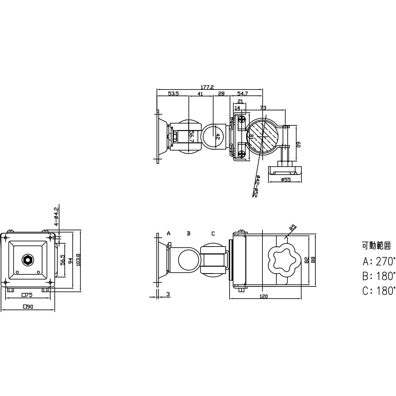 モダンソリッド LA-37SW VESA対応液晶モニタ用挟込みワイド支柱取付けアーム。VESA75.100 LA-37SW モダンソリッド LA-37SW VESA対応液晶モニタ用挟込みワイド支柱取付け
