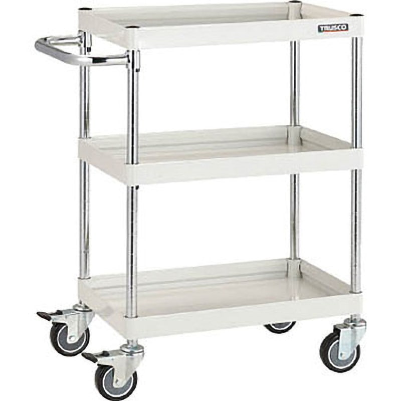 FAW-963U-W ファルコンワゴン ウレタン車輪 TRUSCO 組立式仕様 3段 ホワイト色 引出しなし 高さ880mm間口600mm奥行400mm  FAW-963U-W