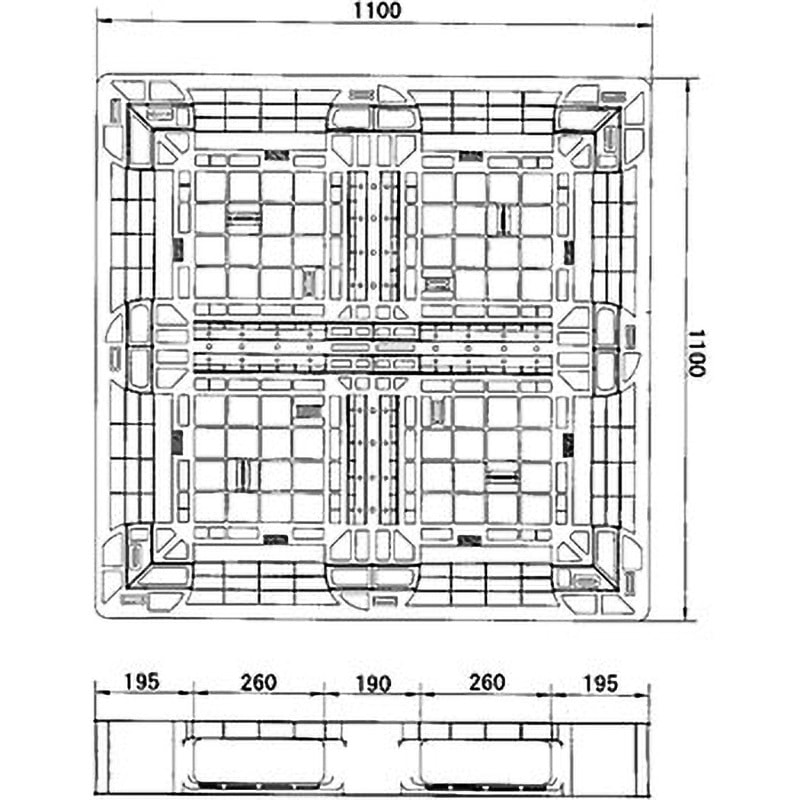 SLA-1111N-B 樹脂パレット 片面4方差 TRUSCO ブルー色 幅(中央桁 SLA-1111N-B 樹脂パレット 片面4方差 TRUSCO ブルー色 幅(中央桁