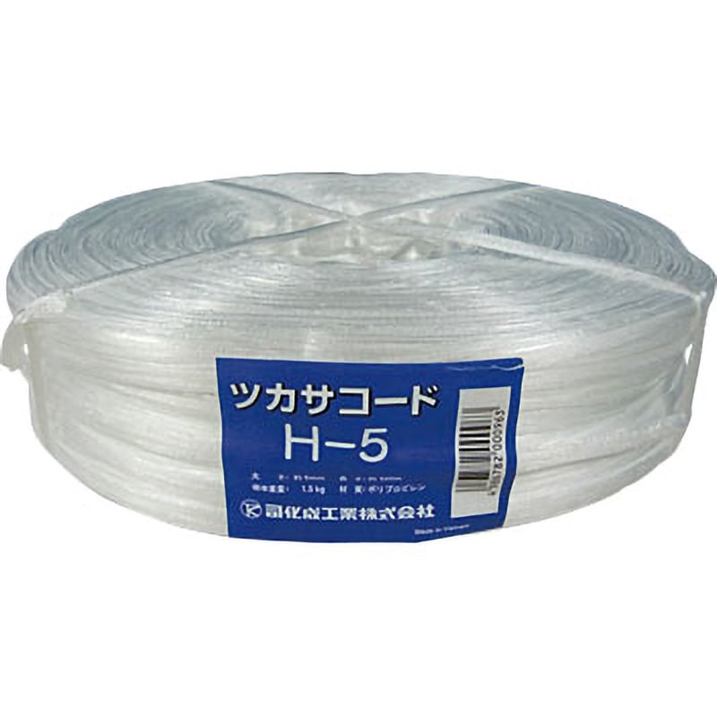 H-5 PP周面融着縄 (コード) 司化成 白色 太さ5mm長さ500m 1巻 H-5