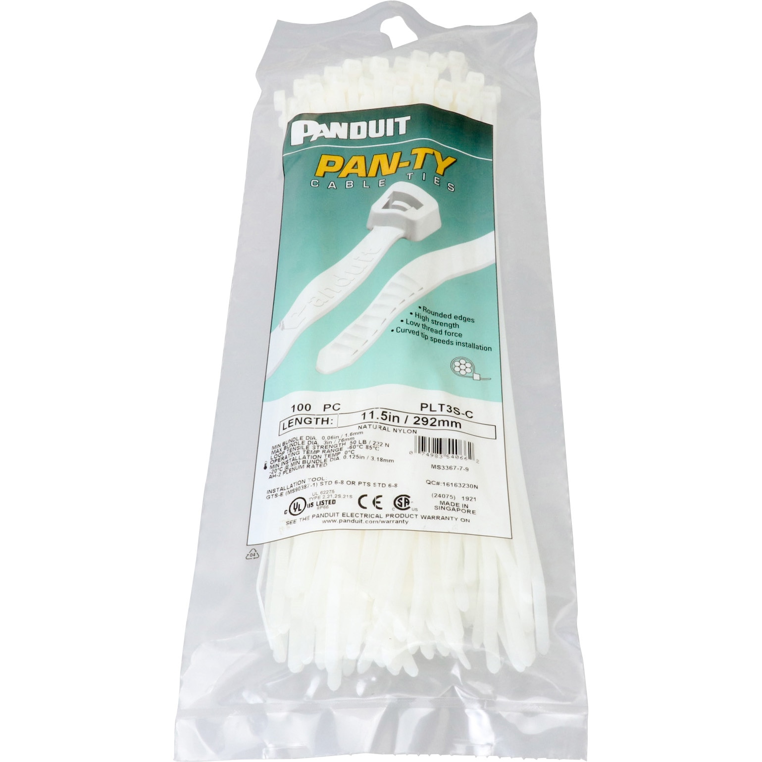 PANDUIT 結束バンド PLT3S-C ナイロン結束バンド PANDUIT(パンドウイット) 最大結束径76mm