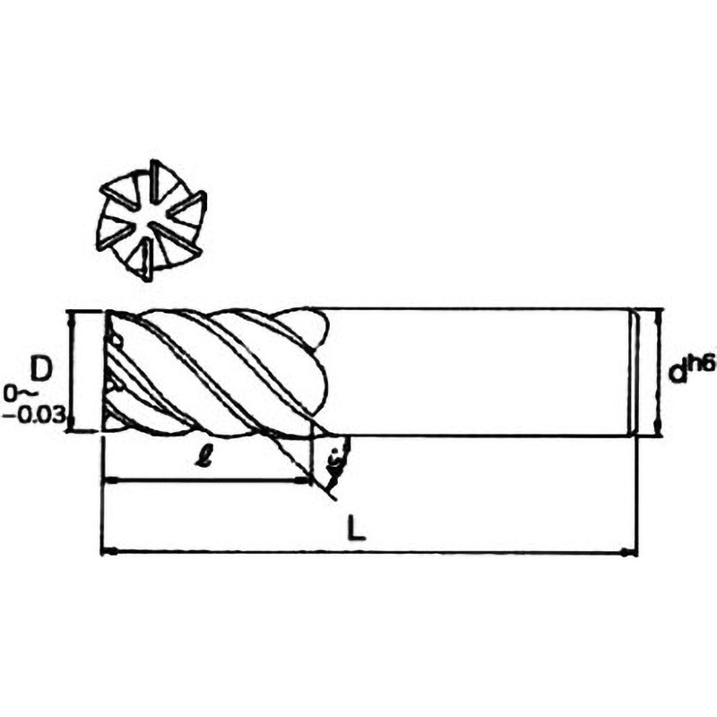 IC6HXE 10.0 超硬6枚刃ハイヘリックスエンドミル(ALDURA) (ザ