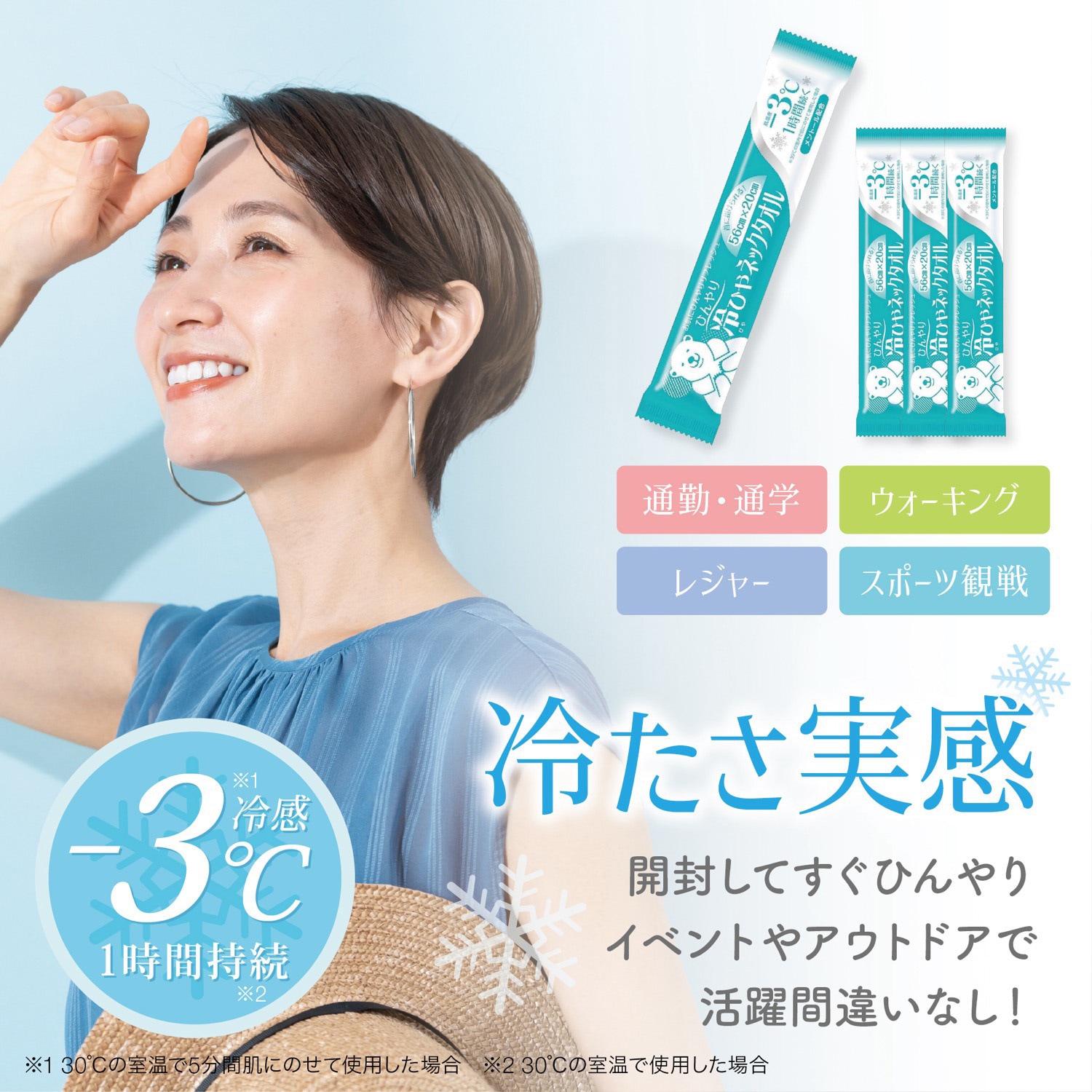 AFF-HNT001-50P 冷ひやネックタオル 冷感タオル 大判 厚手タイプ ー3℃ 冷感 メントール配合 首にかけられる 1袋(50枚) AFF WARE 【通販モノタロウ】