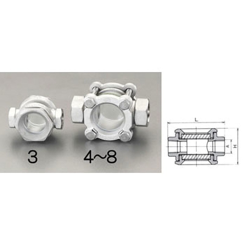 EA469SC-3 PT3/8”[透視式]サイトグラス(ステンレス製) 1個 エスコ 【通販モノタロウ】