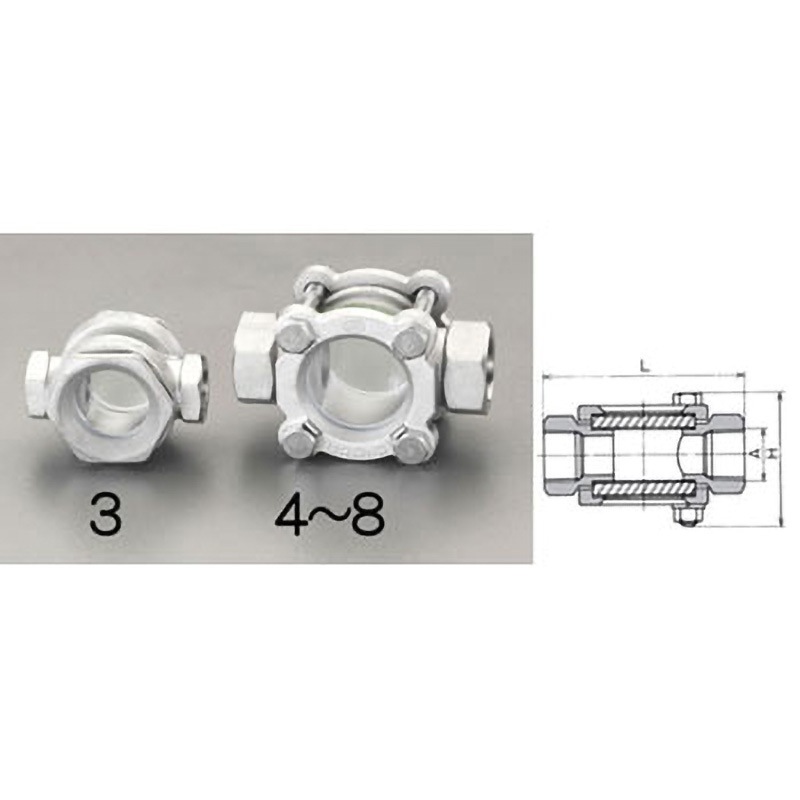 EA469SC-6 PT3/4”[透視式]サイトグラス(ステンレス製) 1個 エスコ 【通販モノタロウ】