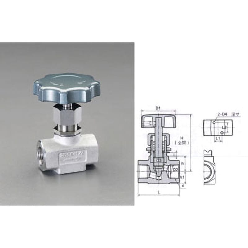 EA470CN-4 Rc 1/2” ニードルバルブ(ステンレス製) 1個 エスコ 【通販モノタロウ】