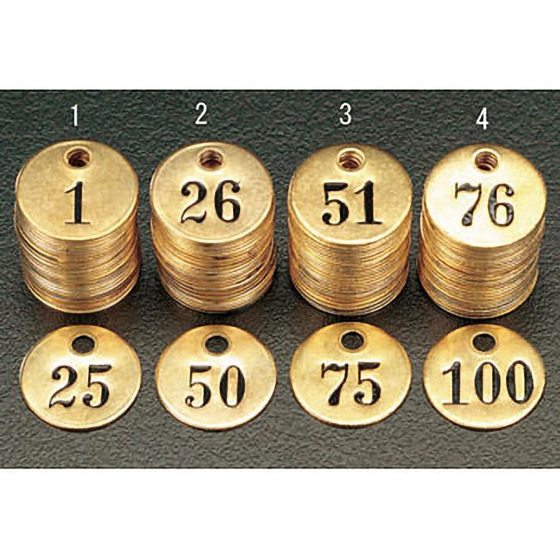 EA591HH-4 76 -100 25枚組ナンバーチェック(25mm丸) エスコ 1個 EA591HH-4