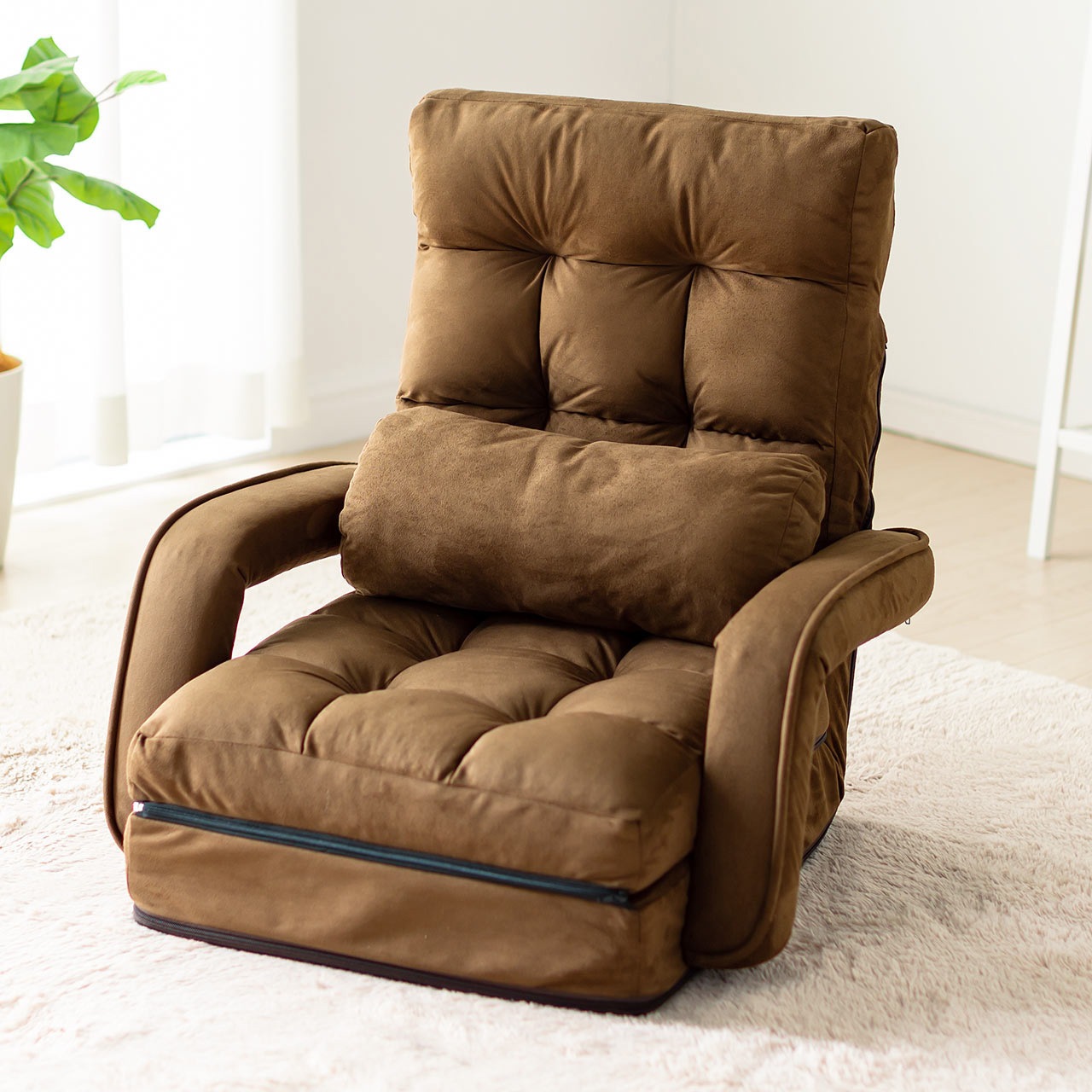 150-SNCF020BR 肘付き座椅子 サンワダイレクト ブラウン色 本体幅660mm