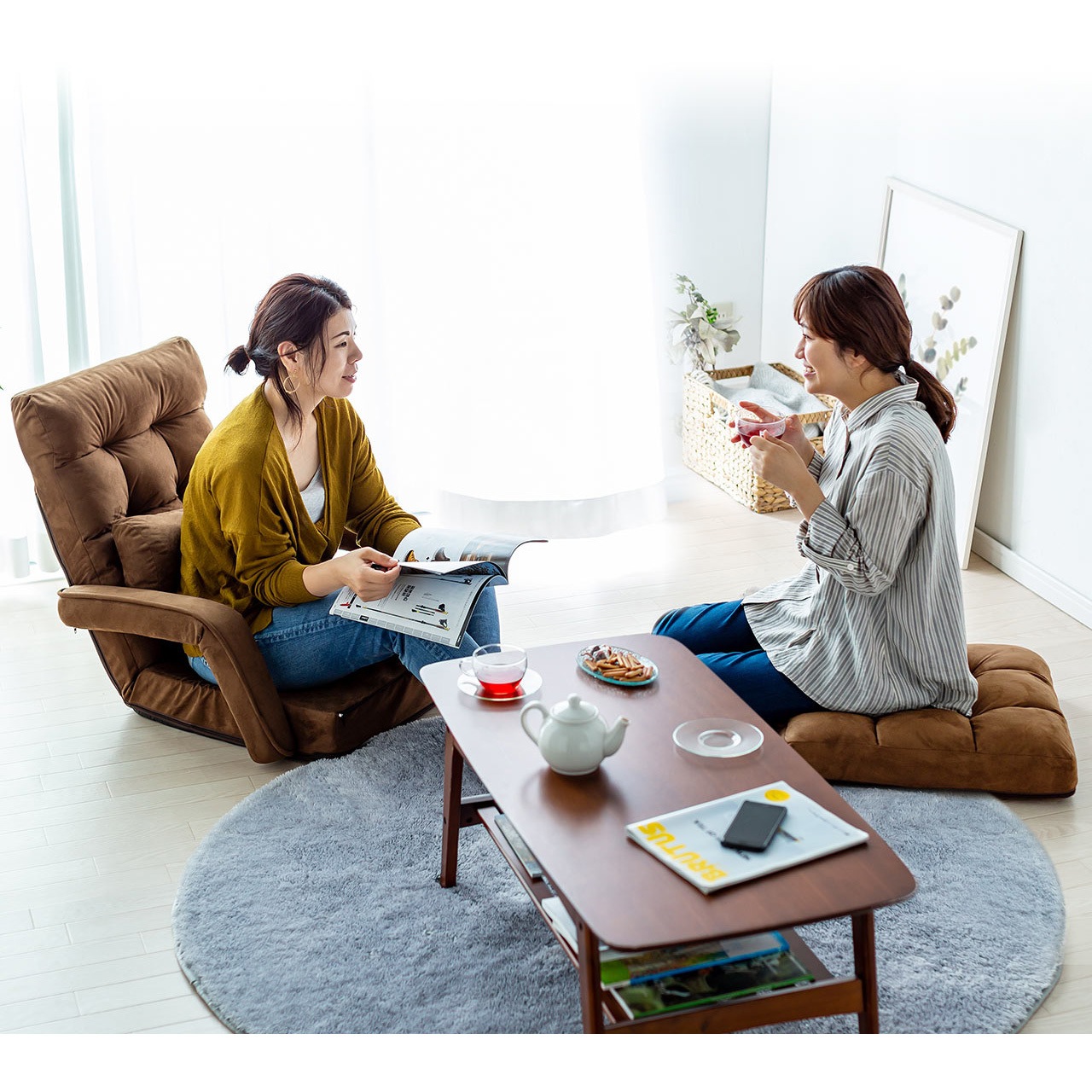 150-SNCF020BR 肘付き座椅子 サンワダイレクト リクライニング機能あり