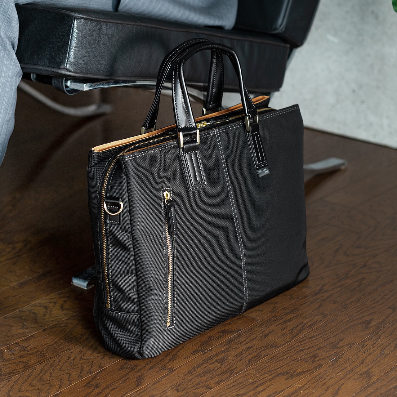 200-BAG157BK 日本製ビジネスバッグ(3方ファスナー) サンワダイレクト