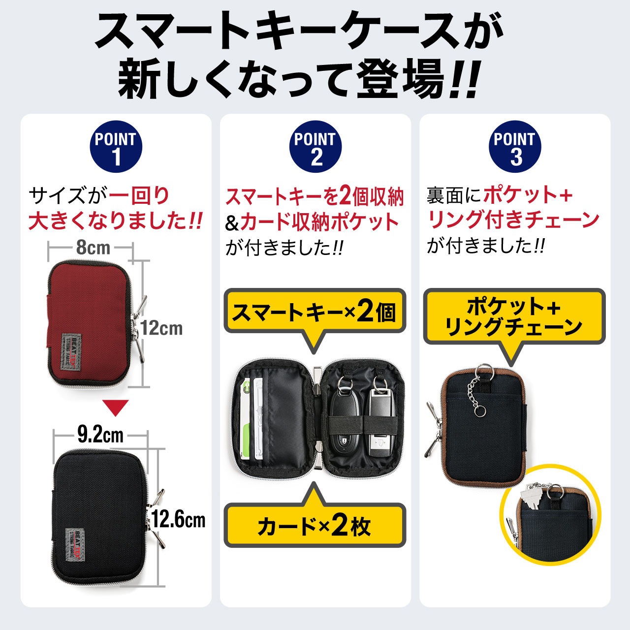 200-CAR054BK スマートキーケース(2個収納) サンワダイレクト