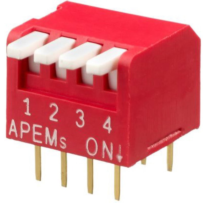 DPL04V Apem ディップスイッチ ピアノ SPST APEM スルーホール パッケージDIP 25mA ポジション4 DC24V  1セット(39個) DPL04V