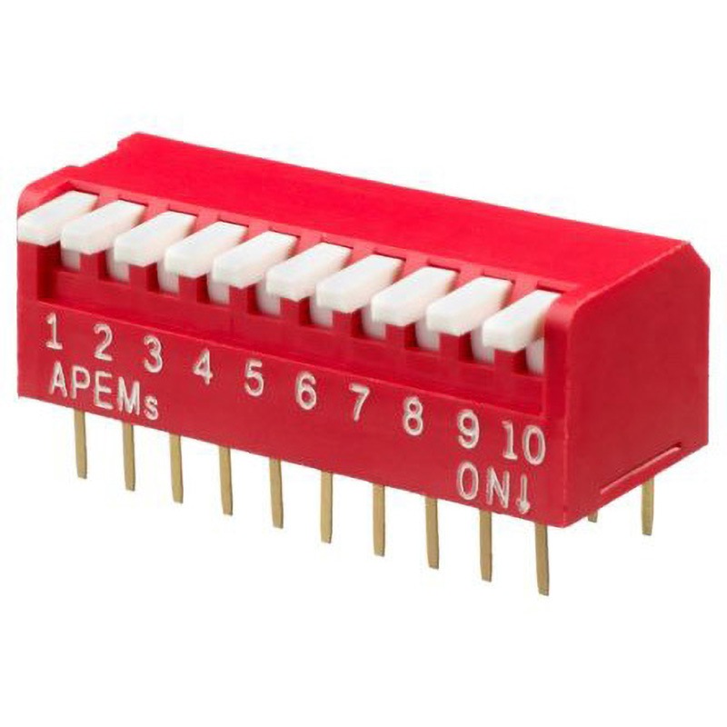 DPL10V Apem ディップスイッチ ピアノ SPST APEM スルーホール パッケージDIP 25mA ポジション10 DC24V  1セット(17個) 6,394円