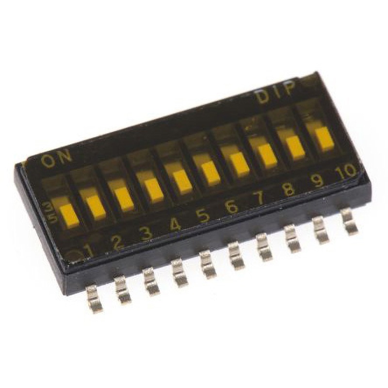 DHA-10T-Q Apem ディップスイッチ フラッシュスライド SPST APEM 表面実装 パッケージDIP コンタクト定格電流(mA):25@24Vdc 1セット(33個) DHA-10T-Q 12,226円