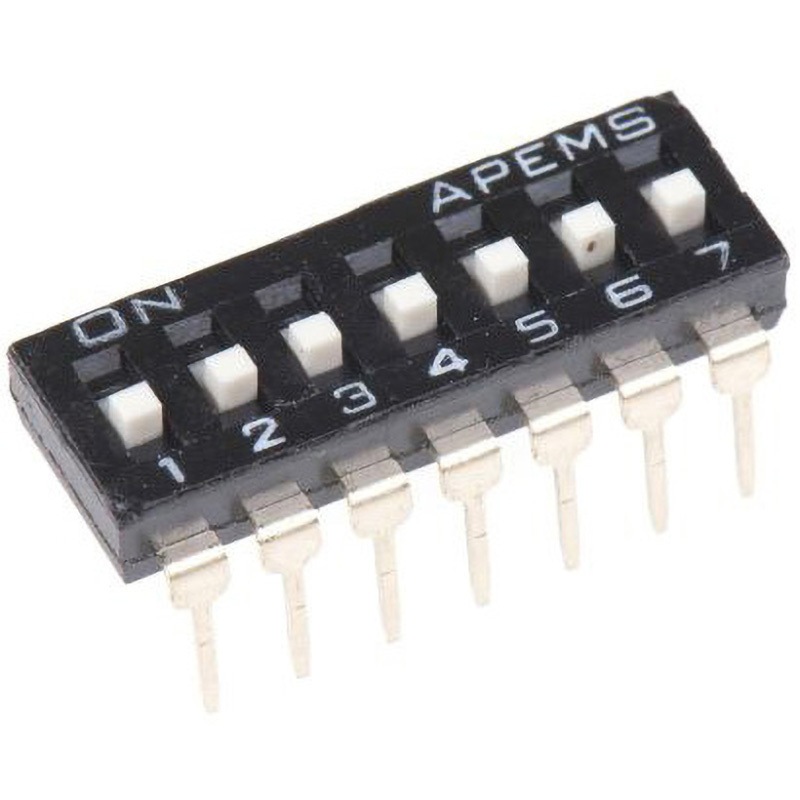 IKD0700101 Apem ディップスイッチ 凸型アクチュエータスライド SPST APEM パッケージDIP スルーホール ポジション7  1セット(25個) IKD0700101