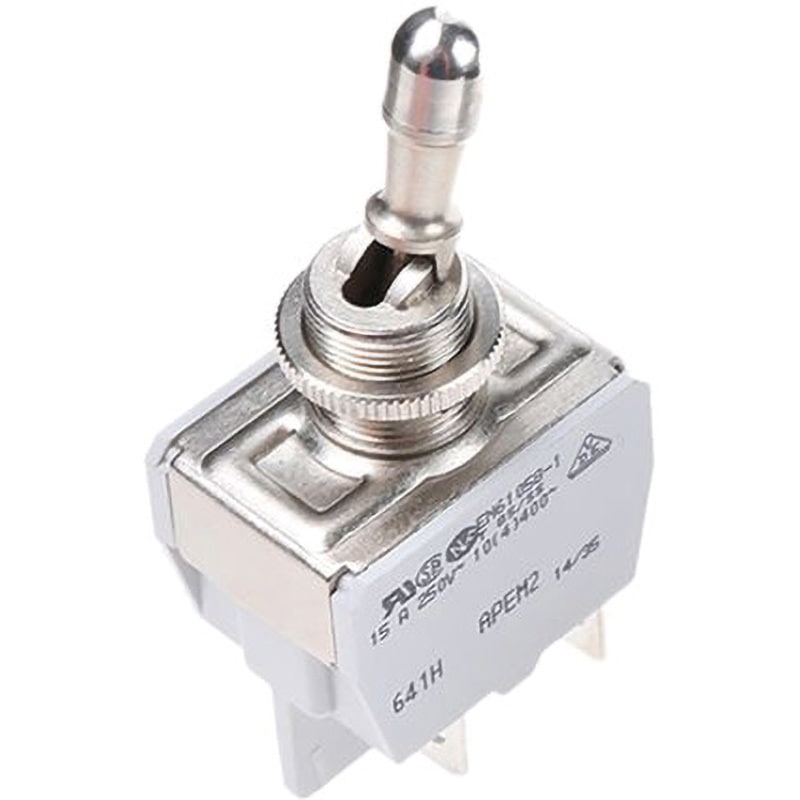 641H/2-1V Apem トグルスイッチ ラッチ 双極単投(DPST) パネルマウント 10 A @ 24 V dc ハンダ端子 APEM はんだタブ
