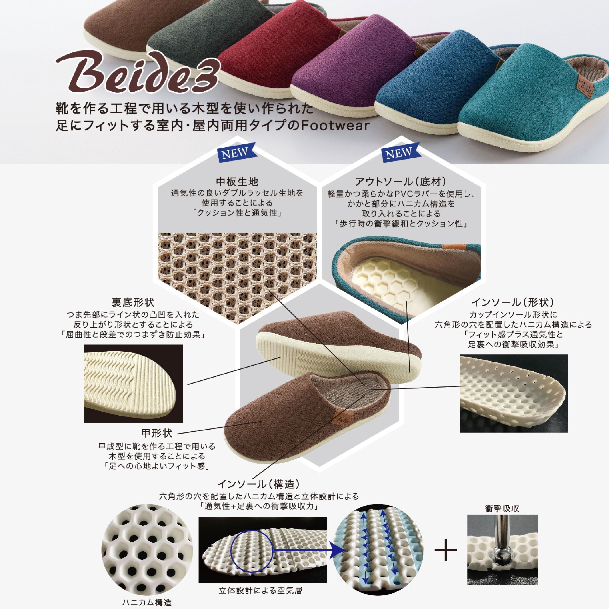 28583 Beide3(バイデスリー) 室内・屋内兼用 スリッパ 1足 Beide