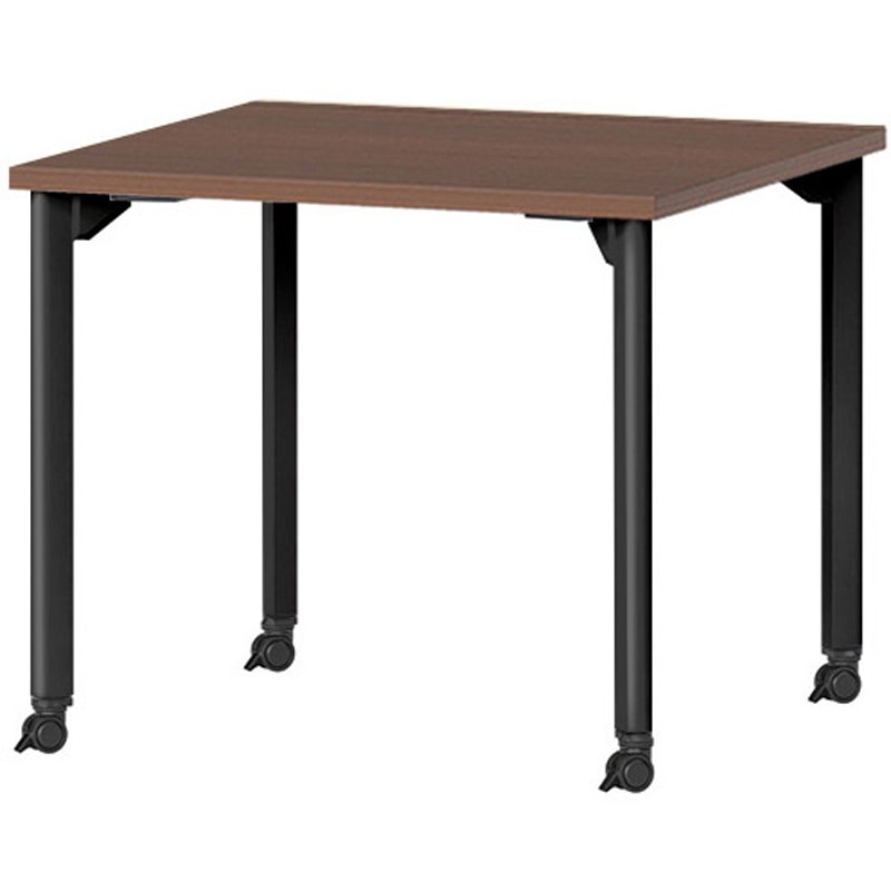 MDL-B7575KC-WN ミーティングテーブル ニシキ工業 組立式 キャスターあり ウォールナット色 高さ720mm幅750mm奥行750mm  MDL-B7575KC-WN