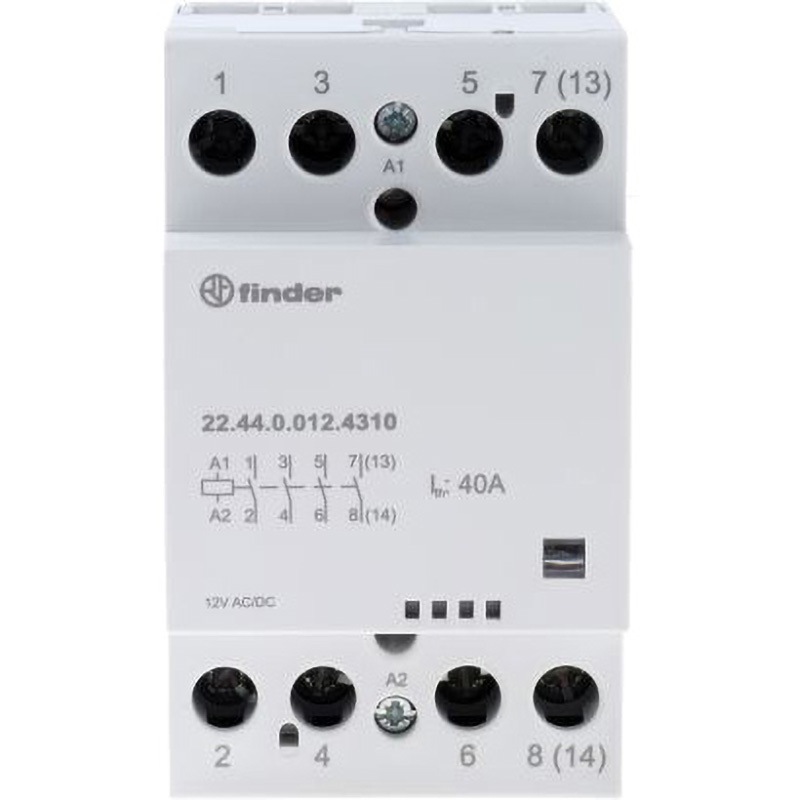 22.44.0.012.4310 Finder リレー DIN Rail 22 Series FINDER 極数4 AC/DC12V 40A