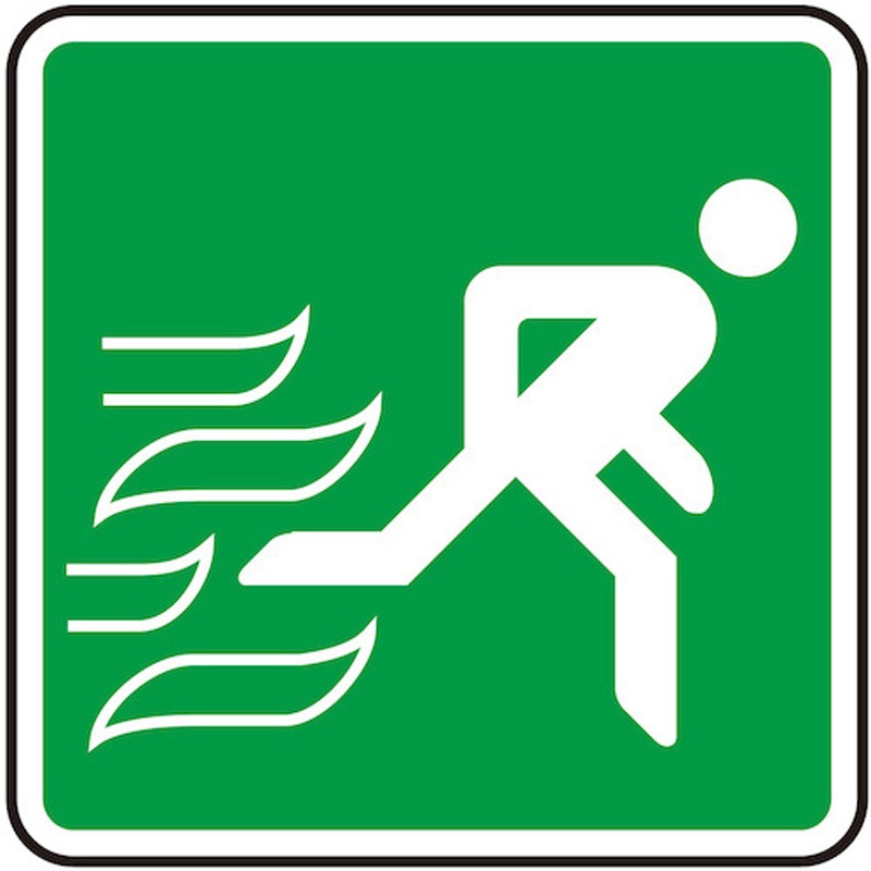 S1111-8 サインプレート 非常口(右へ) 光 粘着テープ取付 ・緑・白色 カットシート 厚さ2mm縦109mm横109mm 1箱(5枚) S1111-8