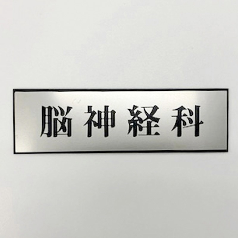 PL110-22 サインプレート 脳神経科 光 ・シルバー・黒色 粘着テープ取付 厚さ3mm縦60mm横200mm 1箱(5枚) PL110-22